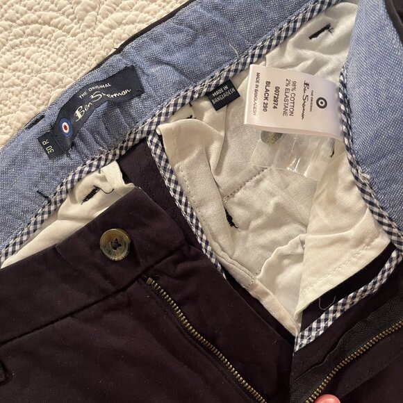 The Original Ben Sherman Men's Slim Fit Chino Pants – Deep Plum/Navy (Size 30R) - Picture 5 of 8